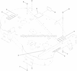 42_Inch_Deck_And_Decal_Assembly_No_121-0733 Diagram and Parts List for 74642 314000001 - 314999999 Toro Lawn Tractor