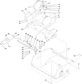 Pick-Up Broom Water Assembly Diagram and Parts List for 22545  Toro Power Broom