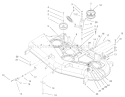 Deck Belt Drive and Lift Assembly Diagram and Parts List for 74701 220000001-220999999 - 2002 Toro Lawn Tractor