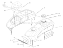 Fuel Tank and Control Pod Assembly Diagram and Parts List for 74702 240000001-240000199 - 2004 Toro Lawn Tractor