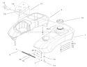 Fuel Tank and Control Pod Assembly Diagram and Parts List for 74801 220000001-220999999 - 2002 Toro Lawn Tractor