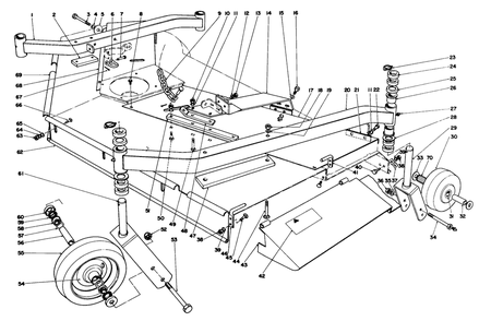 Cutting Unit Castor Wheel And Deflector Assembly Diagram and Parts List for 30773 30001 - 30569 Toro Lawn Tractor Accessories