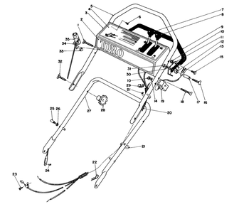 Handle Assembly Diagram and Parts List for 16771 3000001 - 3999999 Toro Lawn Mower