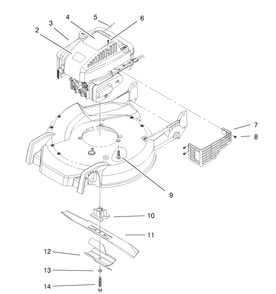 Engine & Blade Assembly Diagram and Parts List for 20030 9900001 - 9999999 Toro Lawn Mower