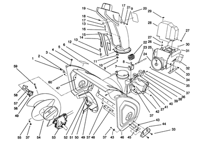 Housing & Chute Assembly Diagram and Parts List for 38540 2000001 - 2999999 Toro Snow Blower