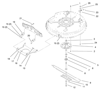 Spindle And Blade Assembly Diagram and Parts List for 71201 8900001 - 8999999 Toro Lawn Tractor