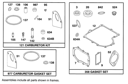 Engine Briggs & Stratton Model 286707-0453-01 Diagram and Parts List for 71202 5900001 - 5999999 Toro Lawn Tractor