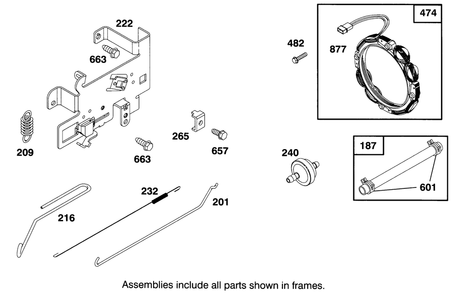 Engine Briggs & Stratton Model 282707-0119-01 Diagram and Parts List for 71200 5900001 - 5910000 Toro Lawn Tractor