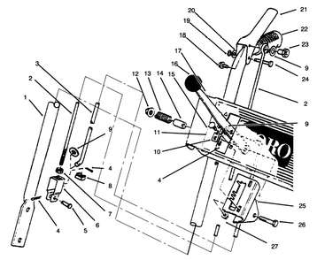 Handle Assembly Right Side Diagram and Parts List for 38072 6900001 - 6999999 Toro Snow Blower
