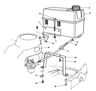 Gas Tank Assembly Diagram and Parts List for 22043 3900965 - 3999999 Toro Lawn Mower