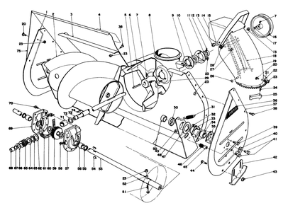 Auger Assembly Diagram and Parts List for 38155 1000001 - 1999999 Toro Snow Blower