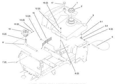 Fuel Tank And Hydro Reservoir Diagram and Parts List for 72110 6900001 - 6999999 Toro Lawn Tractor