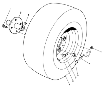 Front Wheel Assembly Diagram and Parts List for 30754 5000001 - 5999999 Toro Lawn Tractor