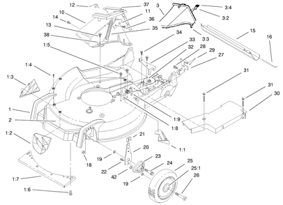 Housing Assembly Diagram and Parts List for 20786 9900001 - 9999999 Toro Lawn Mower