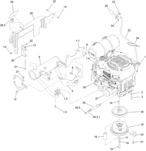 Engine Assembly Diagram and Parts List for 74513 404314200-999999999 Toro Lawn Mower