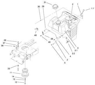 Engine System Components Assembly Diagram and Parts List for 71209 9900001 - 9999999 Toro Lawn Tractor