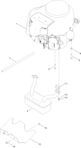 Engine And Muffler Assembly Diagram and Parts List for 75730TA 412600000 - 414158599 Toro Lawn Tractor