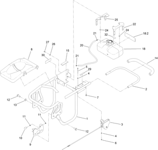 Frame, Handle And Fuel Tank Assembly Diagram and Parts List for 68034 404320000 - 999999999 Toro Lawn Tractor