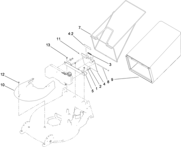 Bag And Door Assembly Diagram and Parts List for 22200TE (280000001-280999999)(2008) Toro Lawn Mower