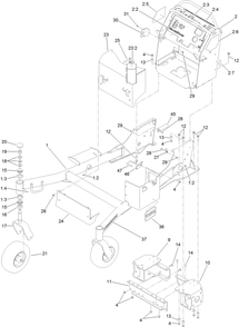 Frame Assembly Diagram and Parts List for 74583 (313001001-313999999)(2013) Toro Lawn Mower
