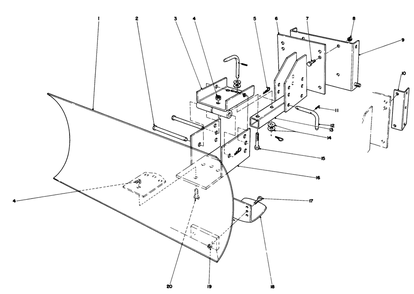 Grader Blade Assembly Model 59099 Diagram and Parts List for 38080 5000001 - 5999999 Toro Snow Blower
