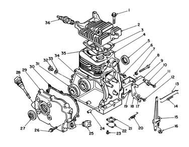 Crankcase Assembly Diagram and Parts List for 58435 4000001 - 4999999 Toro Edger