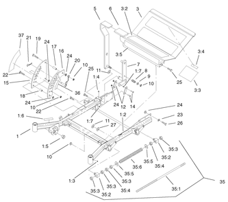 Front Frame Assembly Diagram and Parts List for 74231 (230000001-230006000)(2003) Toro Lawn Mower