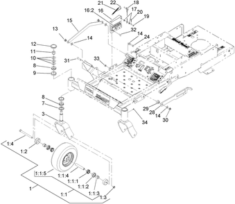 Caster Fork And Wheel Assembly Diagram and Parts List for 74409TE (270000001-270000700)(2007) Toro Lawn Mower