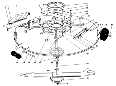Cutting Deck Diagram and Parts List for 57300 1000001 - 1999999 Toro Lawn Tractor