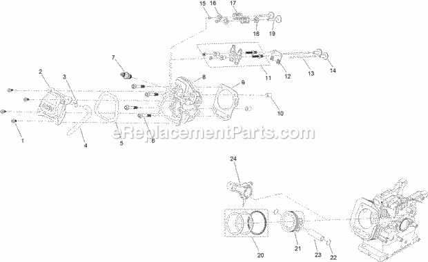 Piston And Head Assembly Diagram and Parts List for 38811 316000001-316999999 Toro Snow Blower