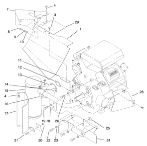 Heat Shields And Exhaust Diagram and Parts List for 74182 (890184-891199)(1998) Toro Lawn Tractor