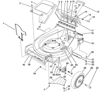 Housing Assembly Diagram and Parts List for 27502 1000001 - 1999999 Toro Lawn Mower