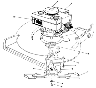 Blade Assembly Diagram and Parts List for 20675 5000001 - 5999999 Toro Lawn Mower