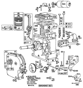 Engine Briggs & Stratton Model No. 190402 Type 0989-01 (8 H.P. Snowthrower Model 38150) Diagram and Parts List for 38090 0000001 - 0999999 Toro Snow Blower