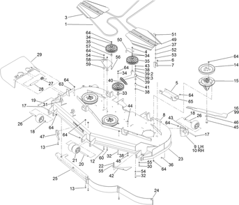 Deck Assembly Diagram and Parts List for 74274 (312000001-312999999)(2012) Toro Lawn Mower