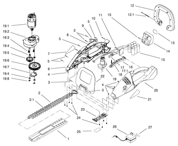 Hedge Trimmer Assembly Diagram and Parts List for 51595 9900001 - 9999999 Toro Trimmer