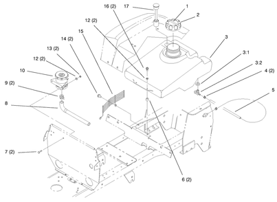 Fuel Tank And Hydro Reservoir Diagram and Parts List for 72064 7900001 - 7999999 Toro Lawn Tractor