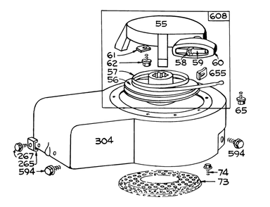 Rewind Starter Diagram and Parts List for 62850 2000001 - 2999999 Toro Chipper Shredder