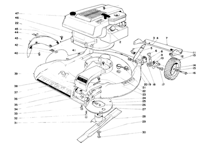 Housing And Engine Assembly Model 16222 Diagram and Parts List for 16000 1000001 - 1999999 Toro Lawn Mower