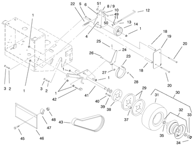 Wheel, Brakes And Traction Belts Diagram and Parts List for 30197 990001 - 999999 Toro Lawn Mower