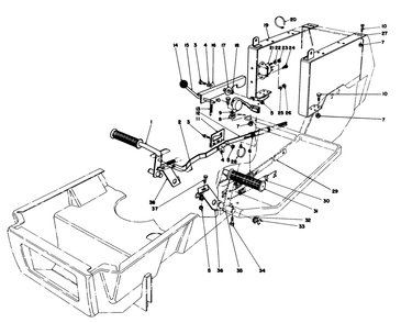 Brake & Clutch Pedal Assembly Diagram and Parts List for 57360 7000001 - 7999999 Toro Lawn Tractor