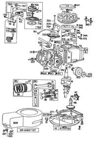 Engine Briggs & Stratton Model 92508-1000-04 For 19" Hand Propelled Model 16360 Diagram and Parts List for 16360 9000001 - 9999999 Toro Lawn Mower
