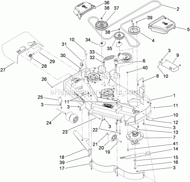 Deck Assembly Diagram and Parts List for 74921 290000001-290999999 Toro Lawn Mower