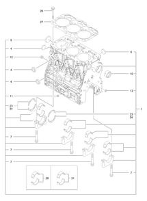 Cylinder Block Assembly Diagram and Parts List for 74029 400000000-999999999 Toro Lawn Tractor