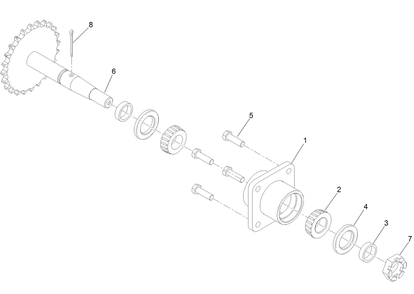 Axle And Bearing Assembly Diagram and Parts List for 39521 409760523-999999999 Toro Aerator
