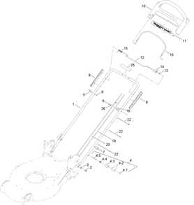 Handle Assembly Diagram and Parts List for 21691 409000000 - 999999999 Toro Lawn Mower