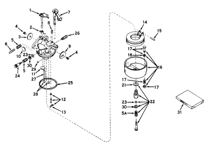 Carburetor Assembly Model No. 630992b Diagram and Parts List for 31263 3000001 - 3999999 Toro Snow Blower