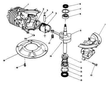 Crank Shaft Assembly (Model No. 47pl0-1) Diagram and Parts List for 16585 1000001 - 1999999 Toro Lawn Mower