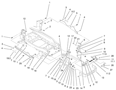 Bumper & Hood Support Assembly Diagram and Parts List for 73552 9900001 - 9999999 Toro Lawn Tractor