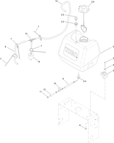 Fuel Tank And Hose Assembly Diagram and Parts List for 31914 405300000-410299999 Toro Lawn Mower